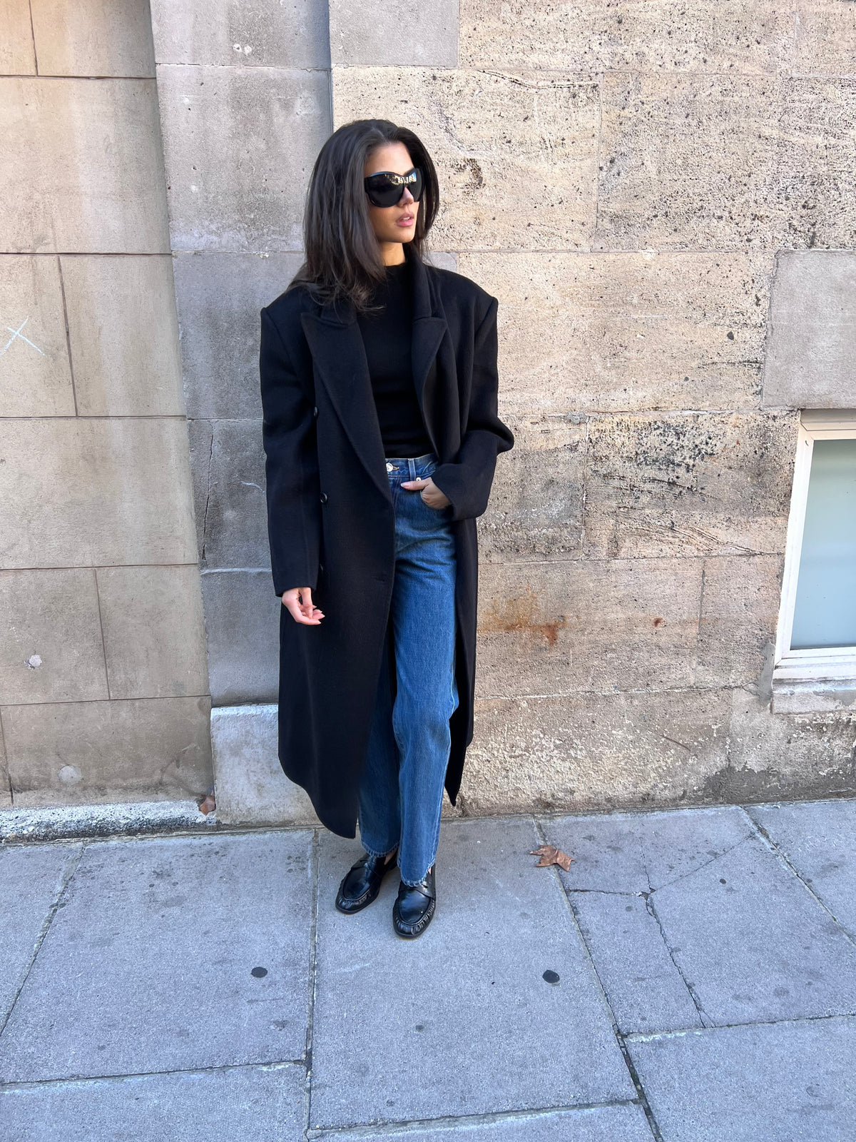 Claye Doublé Boyfriend Coat Onyx