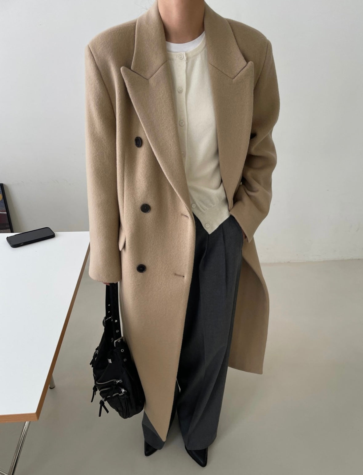 Banie Wool Boyfriend Coat Dune
