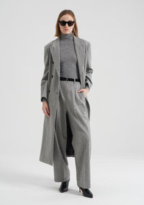 Gal Wool Pintuck Trouser Grey Pinstripe
