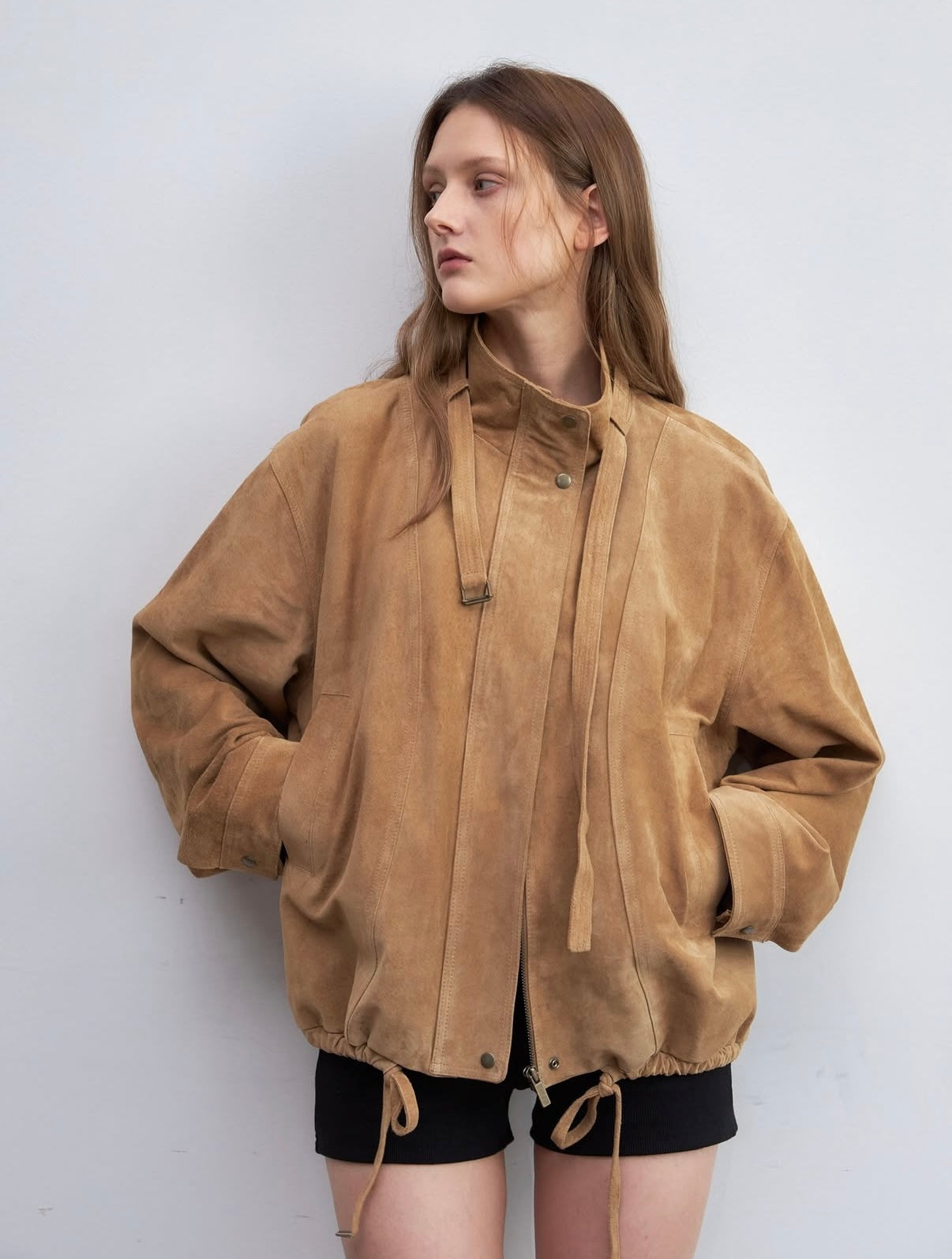 Ven Suede Leather Jacket Caramel