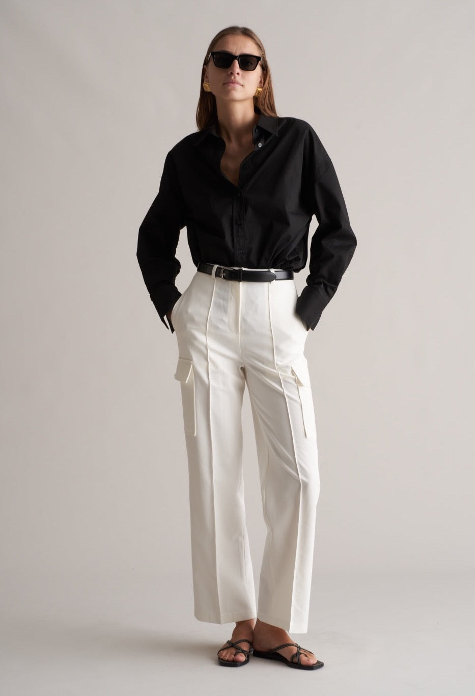 Fina Cargo Trousers Optic White