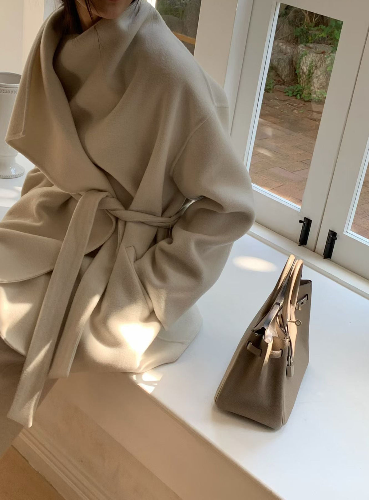 Leesa Cashmere Blend Wrap Jacket Chantilly