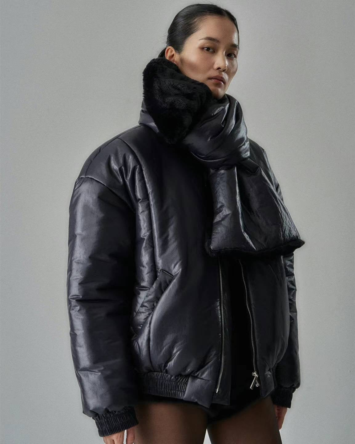 Zante Fur Lined Puffer with Muffler Onyx