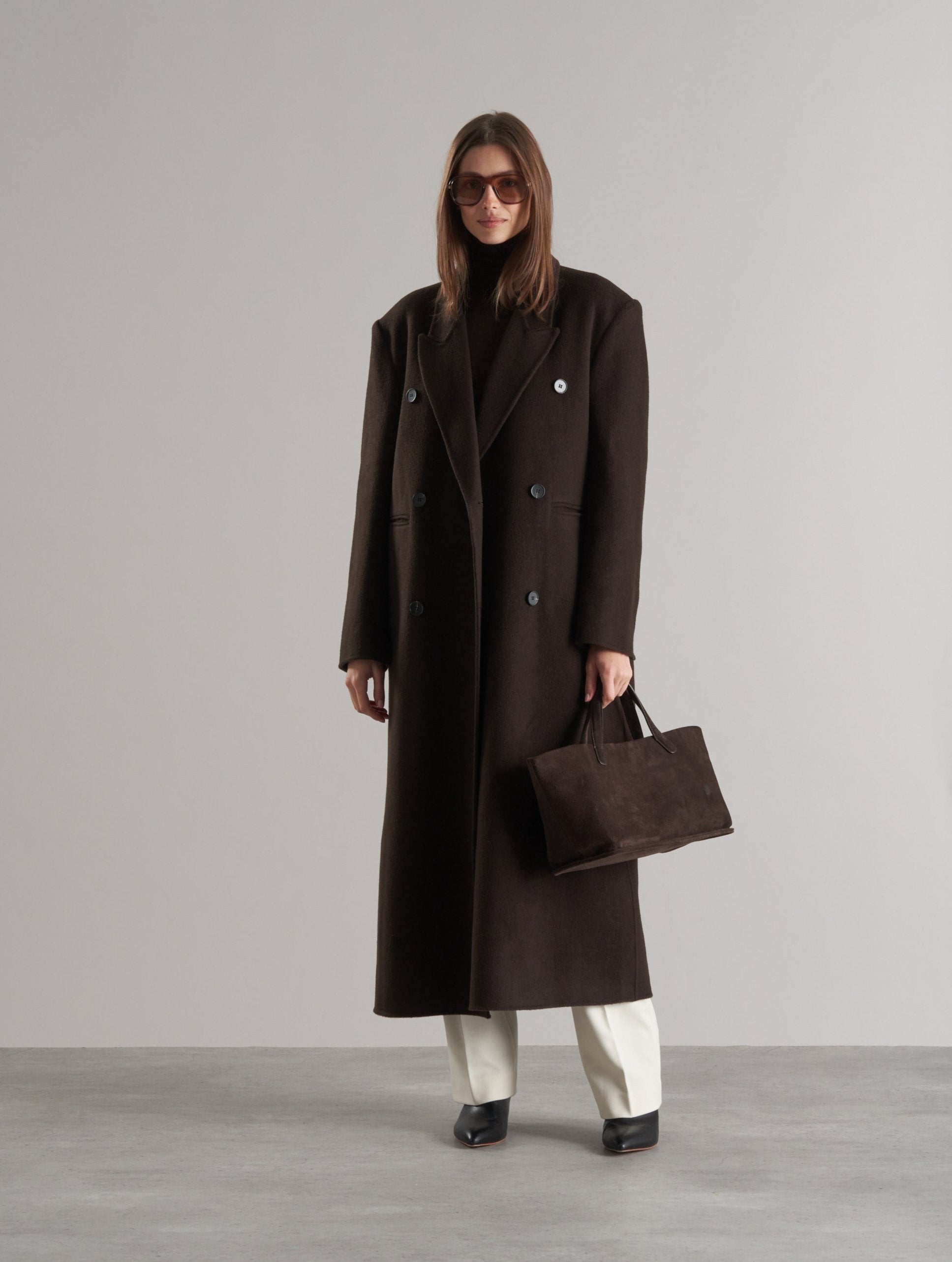 Claye Doublé Boyfriend Coat Espresso