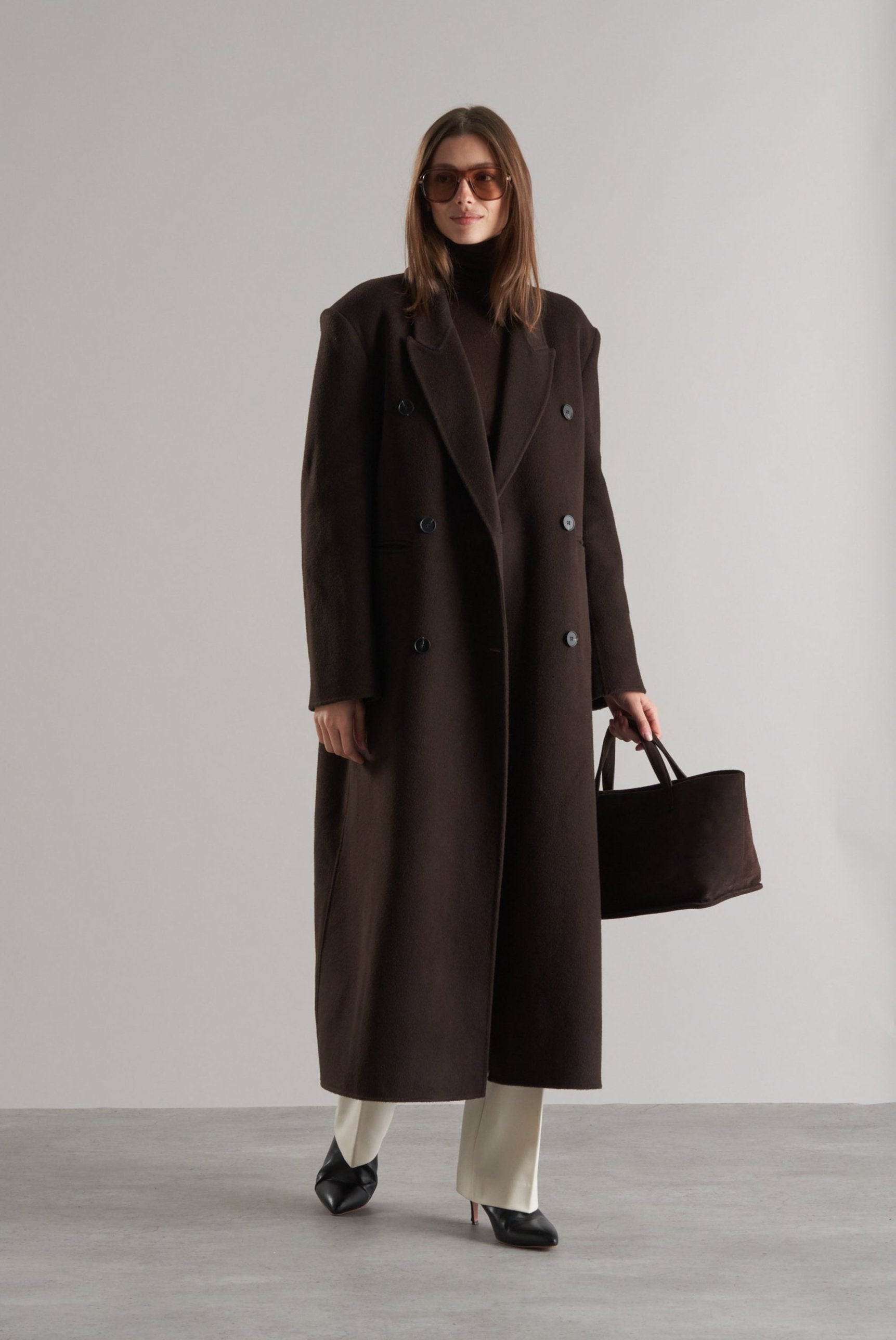Claye Doublé Boyfriend Coat Espresso