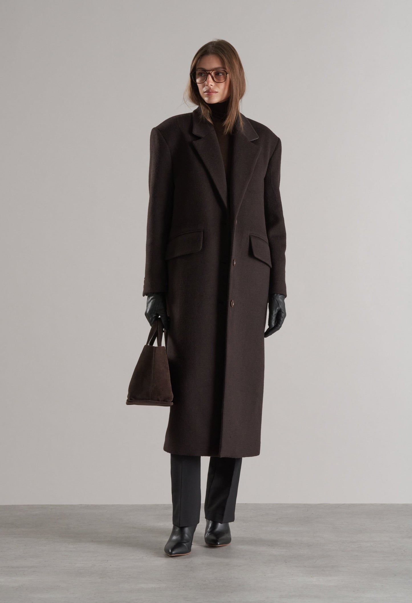 Agnes Single Breasted Wool Coat Espresso