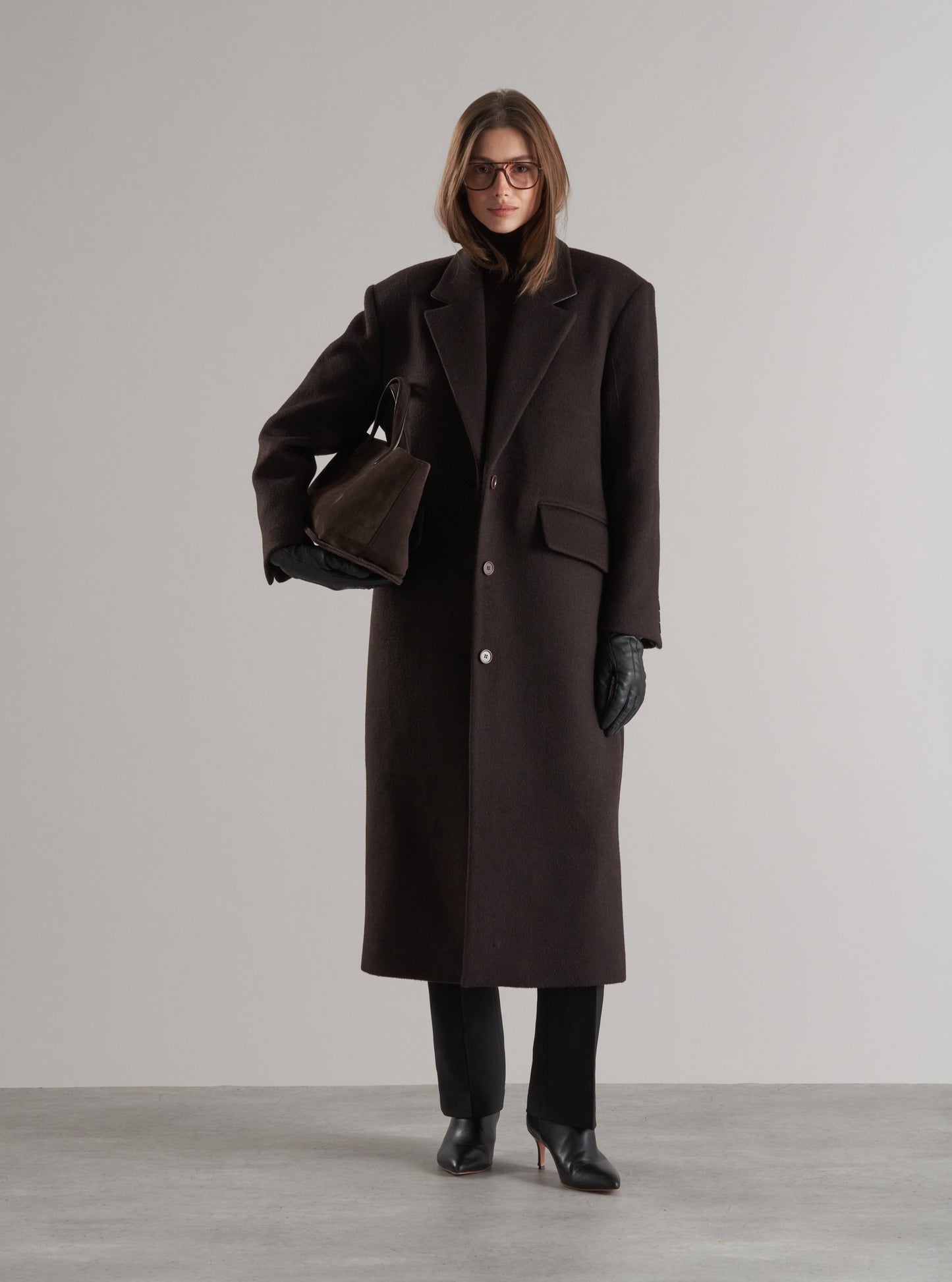 Agnes Single Breasted Wool Coat Espresso