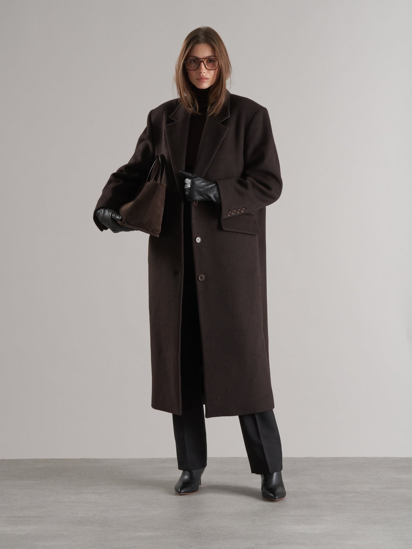 Agnes Single Breasted Wool Coat Espresso