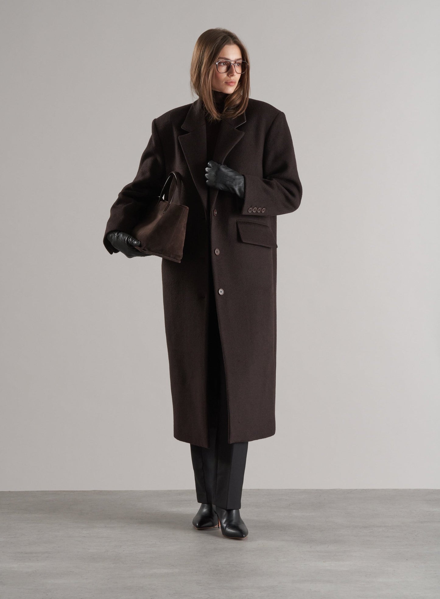 Agnes Single Breasted Wool Coat Espresso