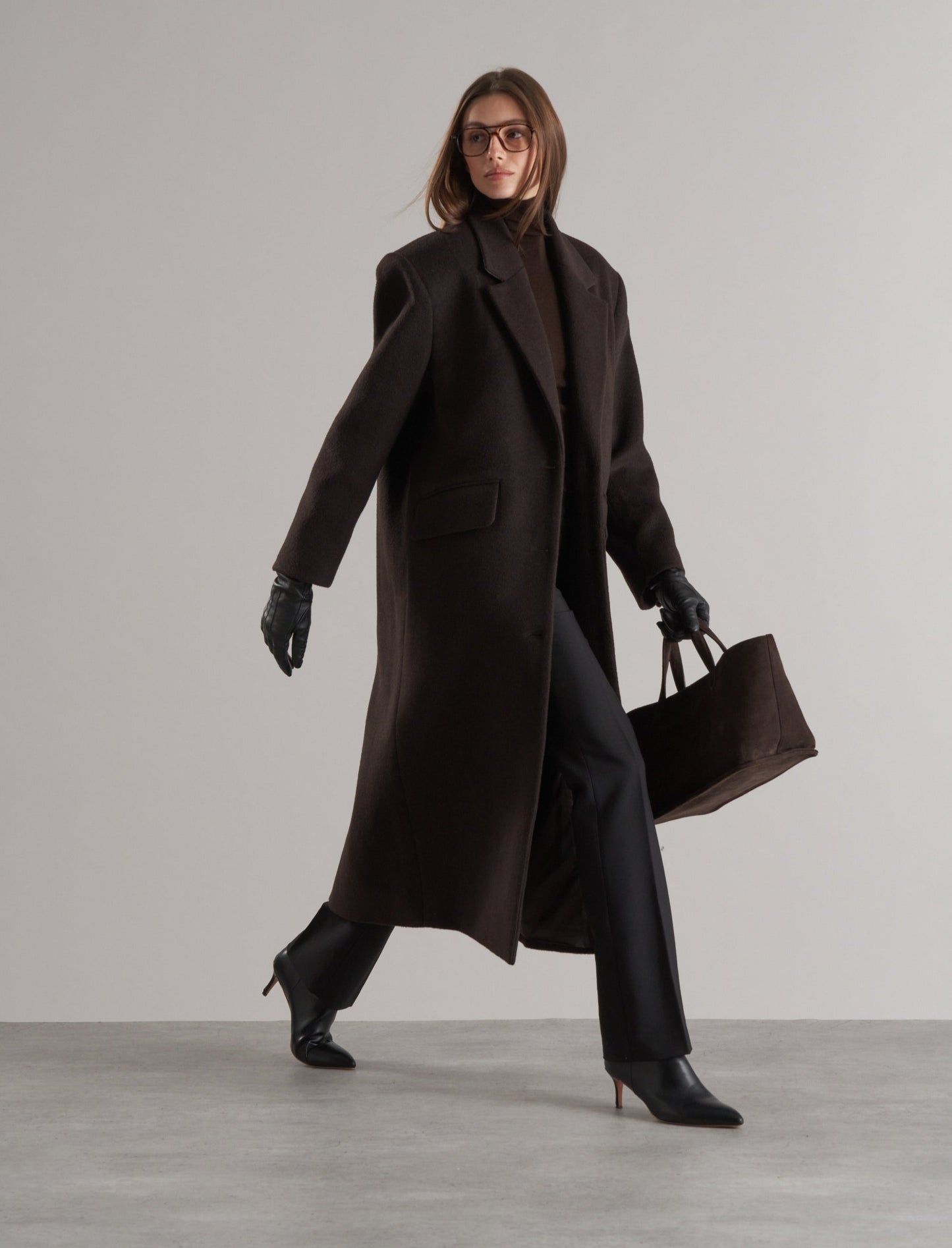 Agnes Single Breasted Wool Coat Espresso