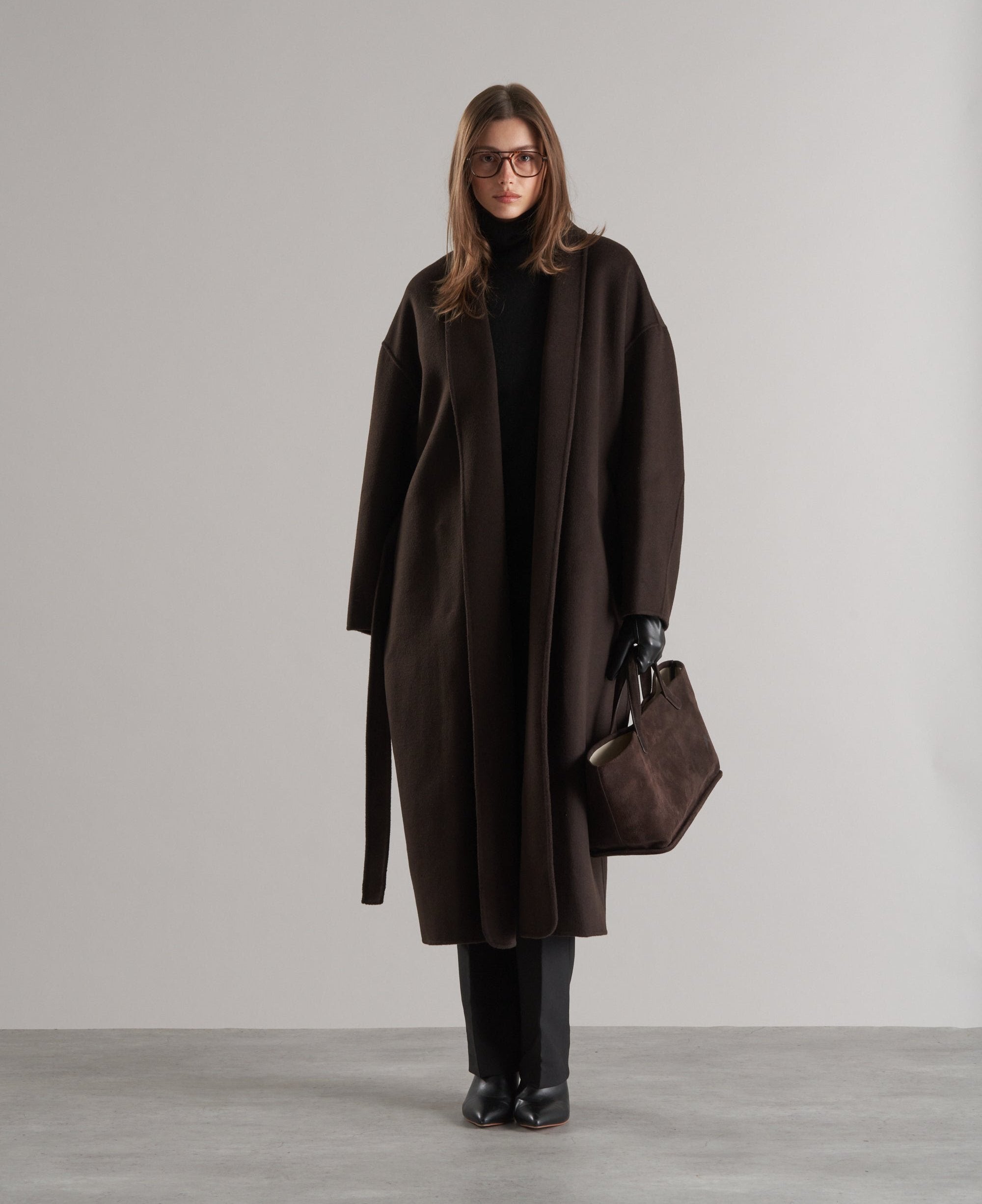 Mir Belted Robe Coat Espresso