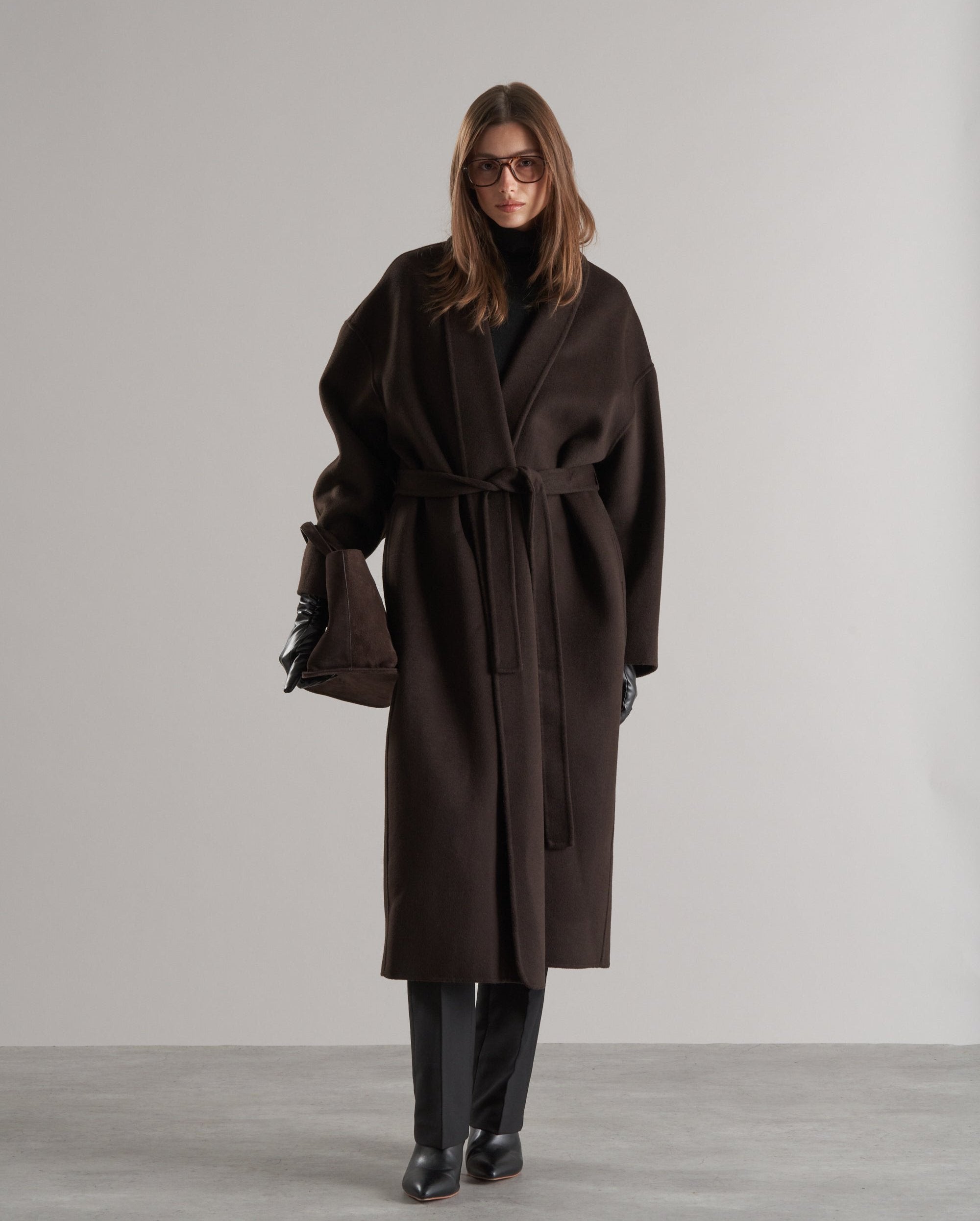 Mir Belted Robe Coat Espresso