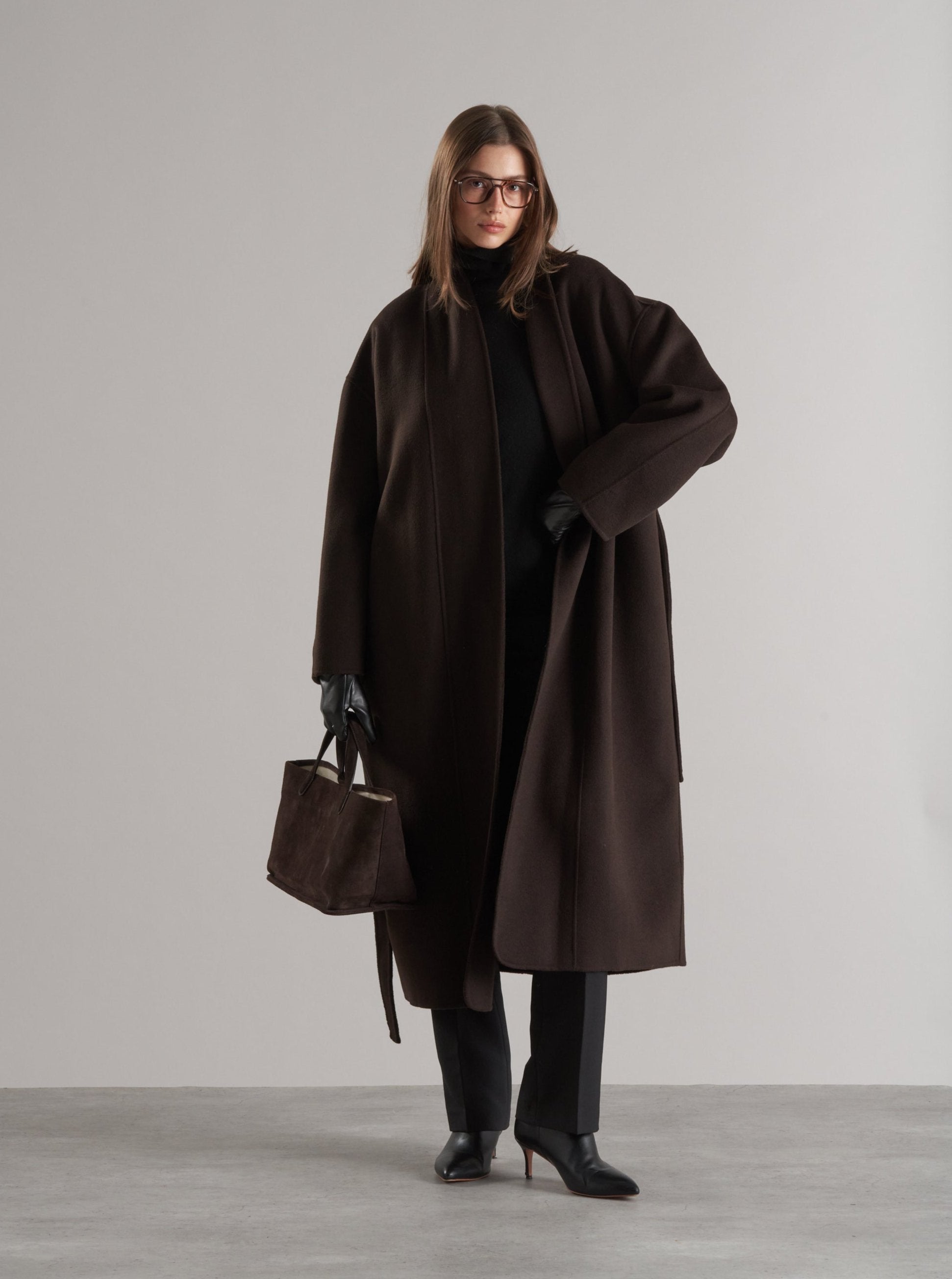 Mir Belted Robe Coat Espresso