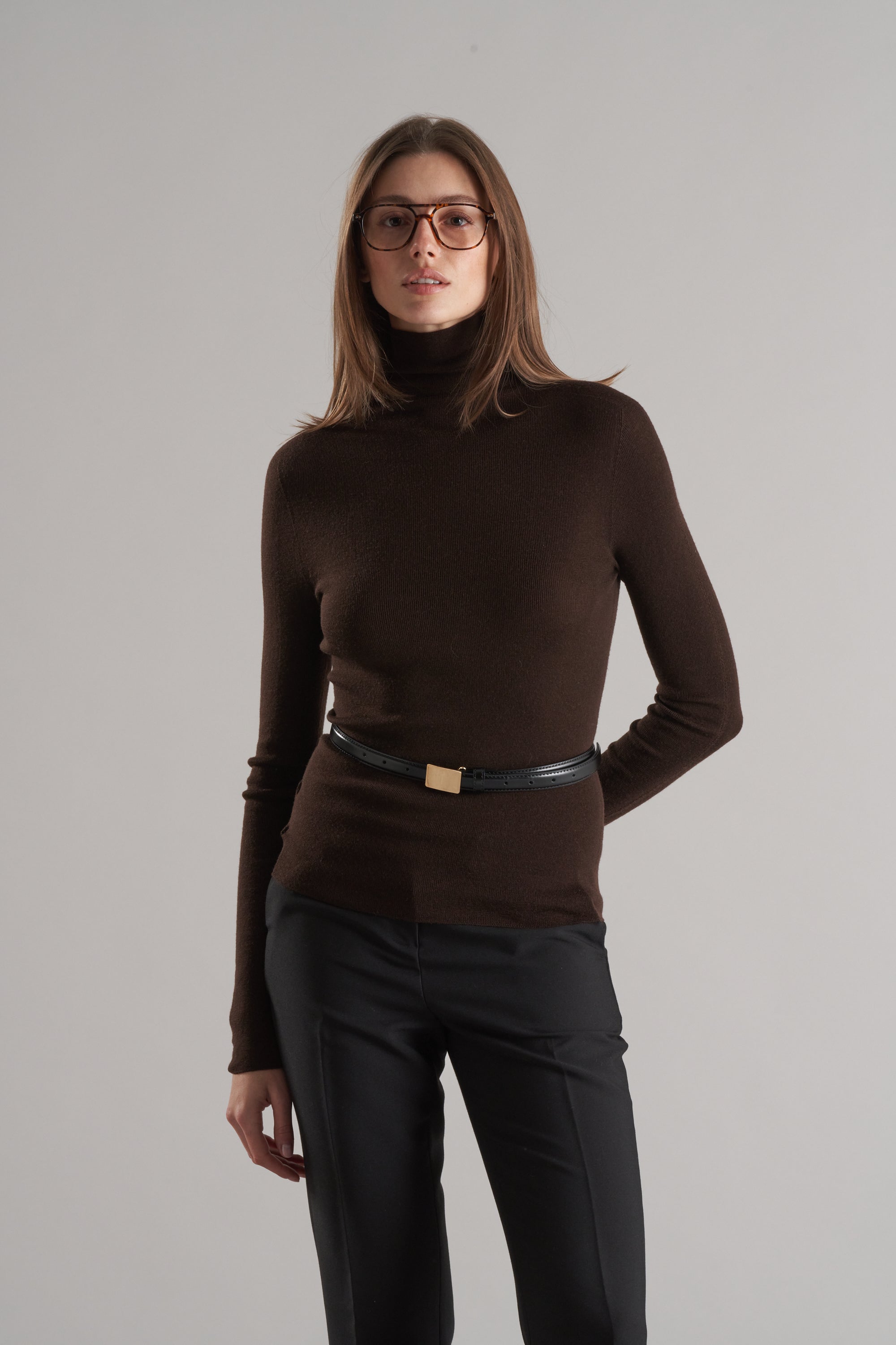 Mol Ultra Thin Merino Turtleneck Cocoa