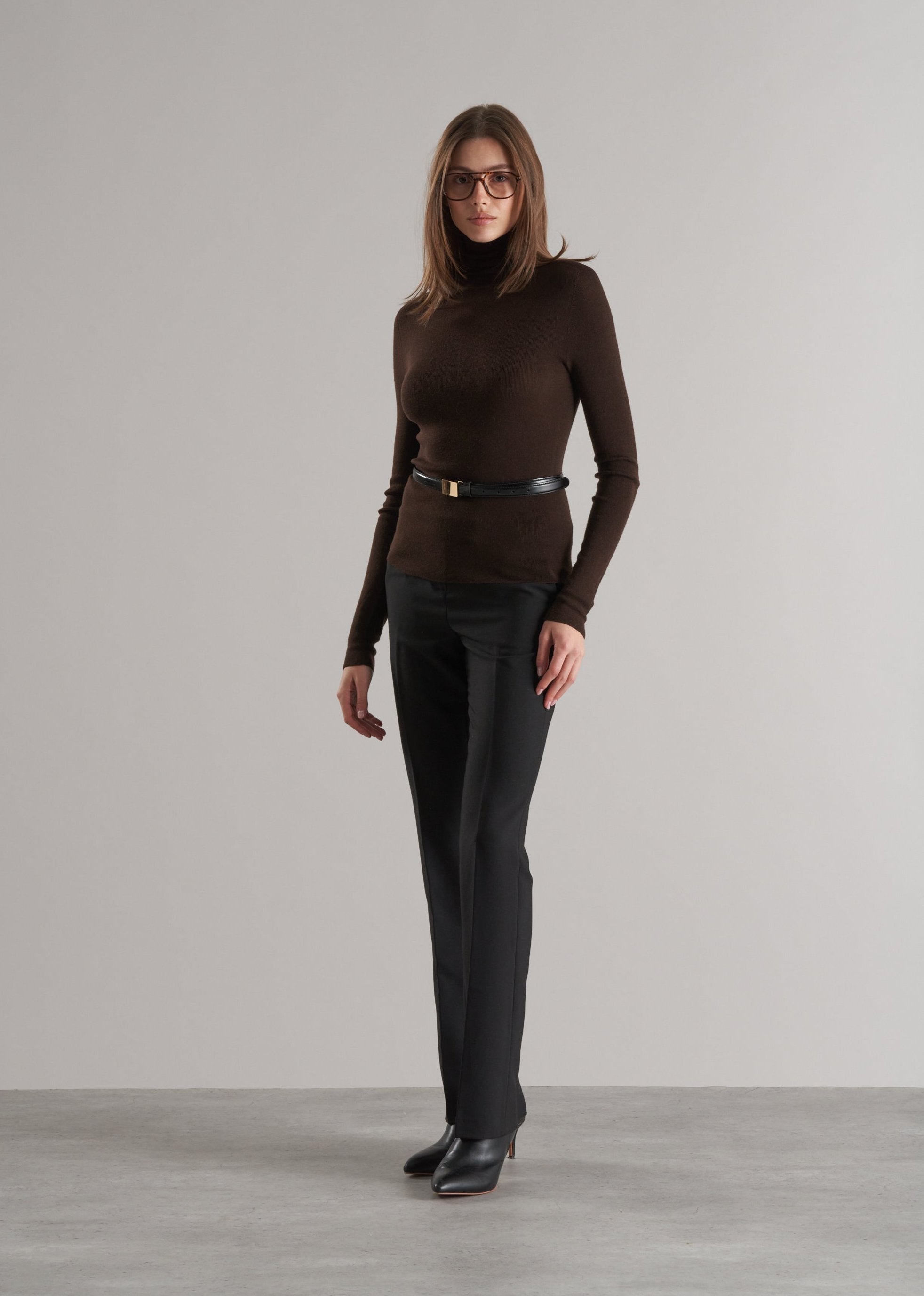 Mol Ultra Thin Merino Turtleneck Cocoa