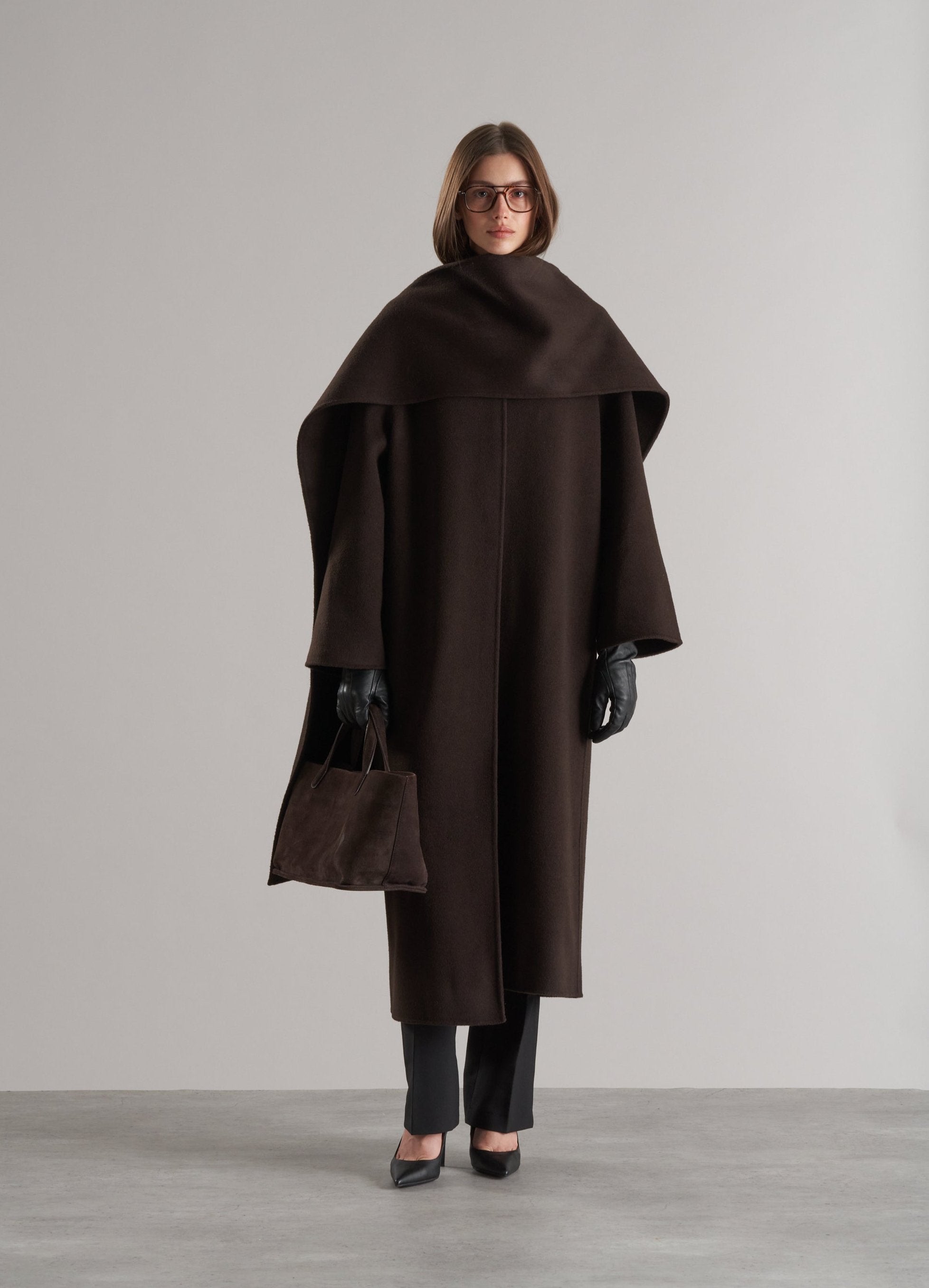 Tala Wool Coat with Scarf Espresso