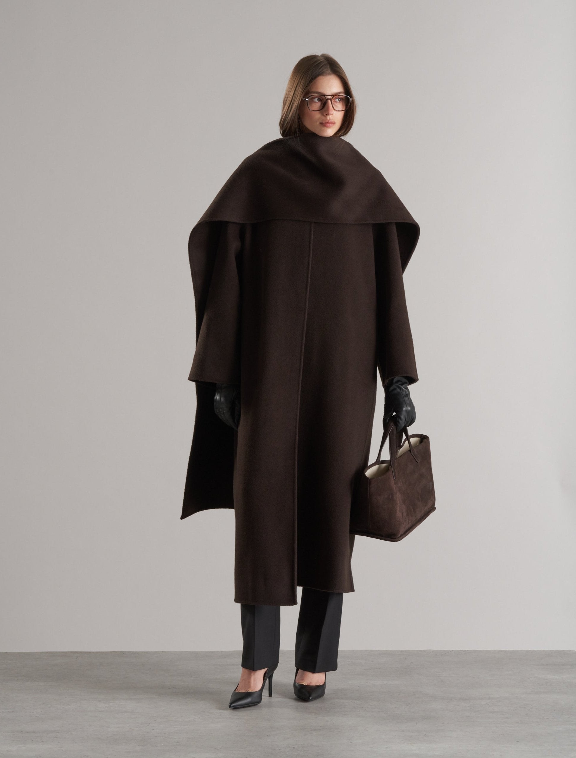 Tala Wool Coat with Scarf Espresso