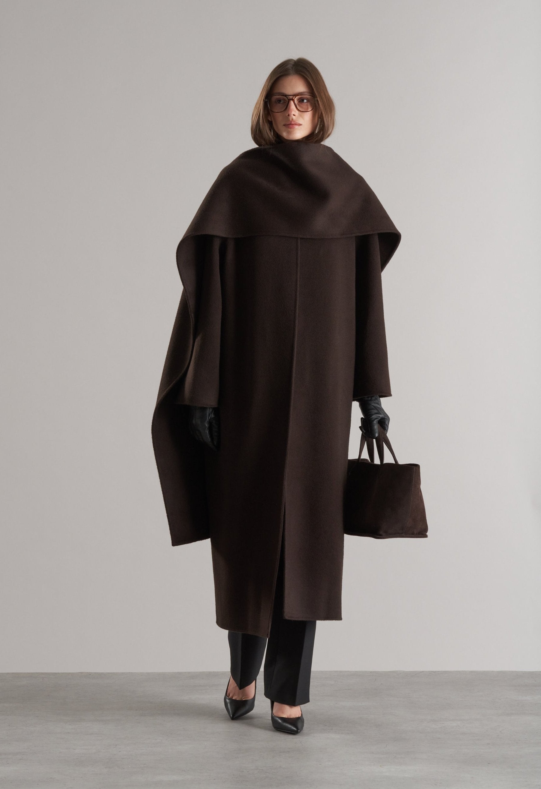 Tala Wool Coat with Scarf Espresso