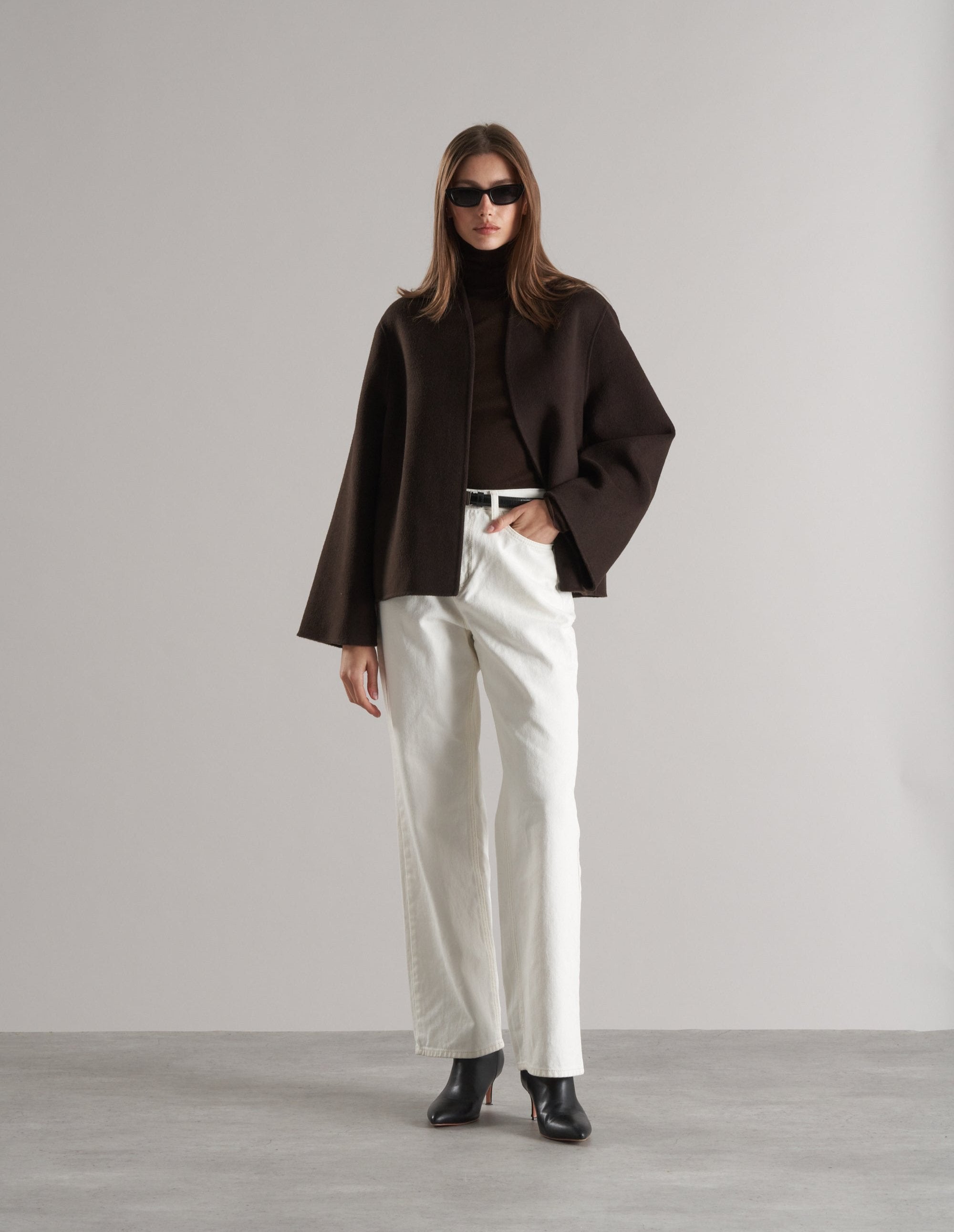 Tala Wool Jacket with Scarf Espresso