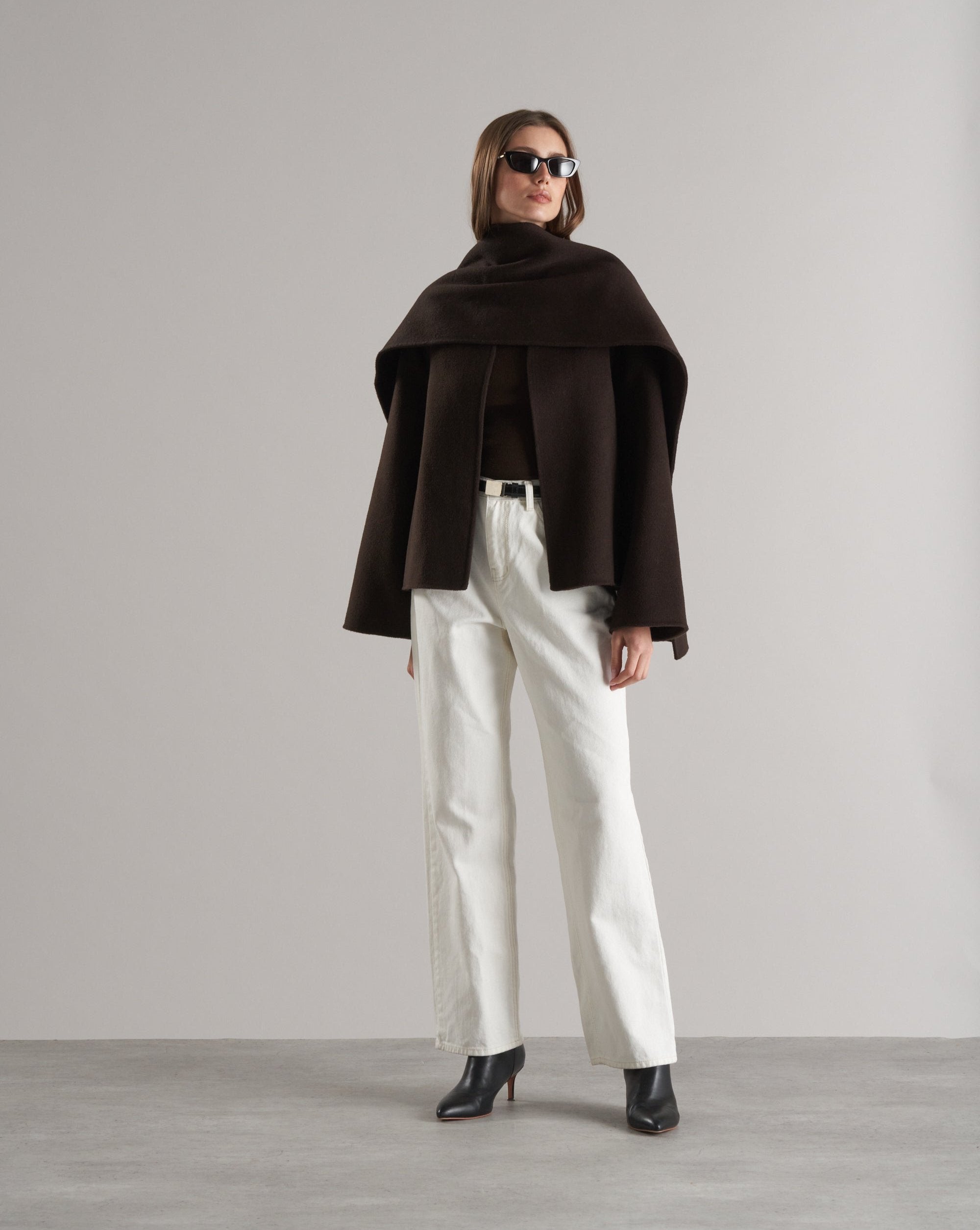 Tala Wool Jacket with Scarf Espresso