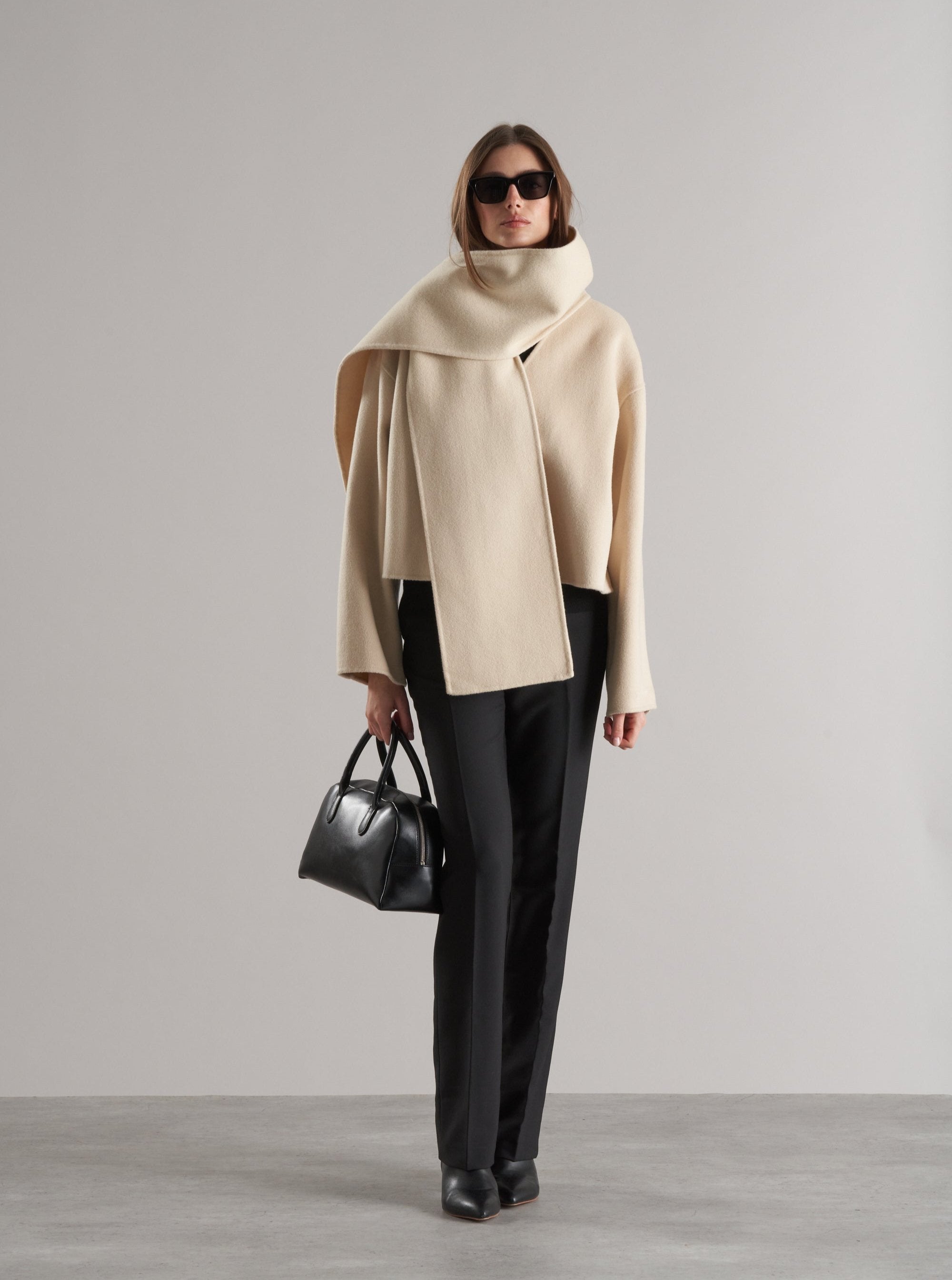 Tol Wool Jacket with Scarf Buttermilk