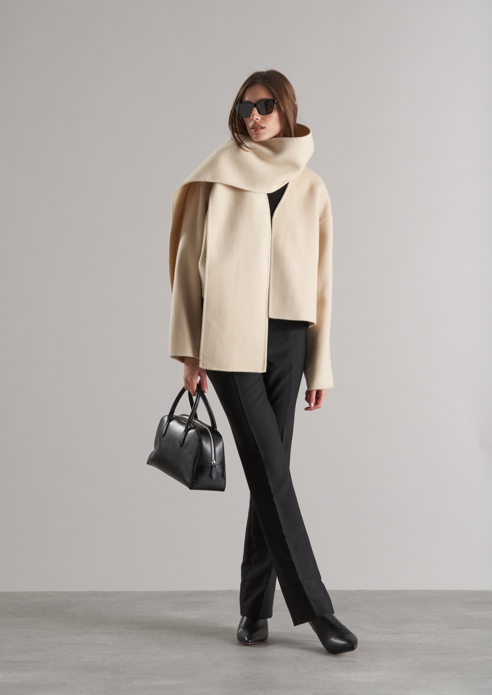 Tol Wool Jacket with Scarf Buttermilk