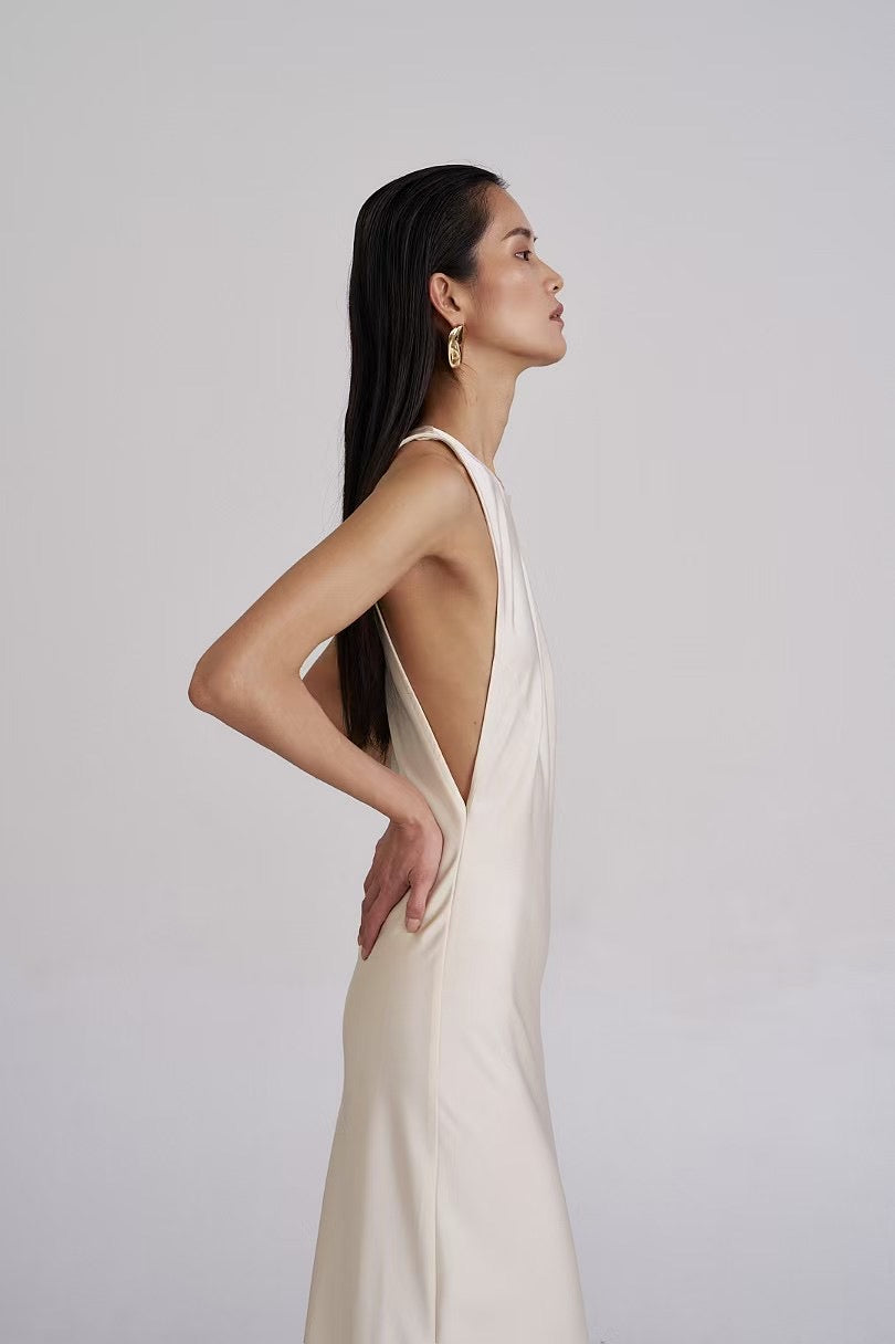 Kao Silky Sleeveless Maxi Dress Ivory