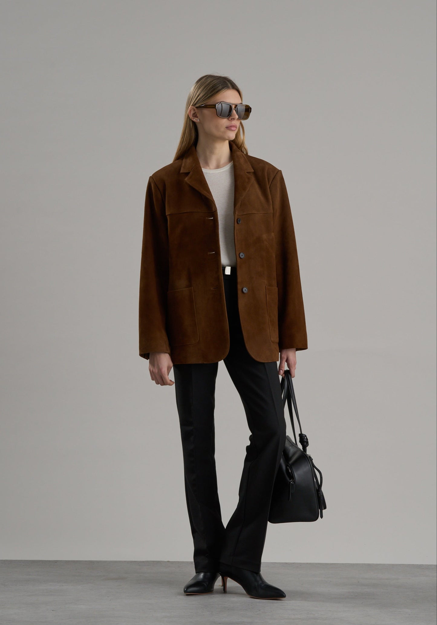 Lazero Suede Leather Jacket Coffee