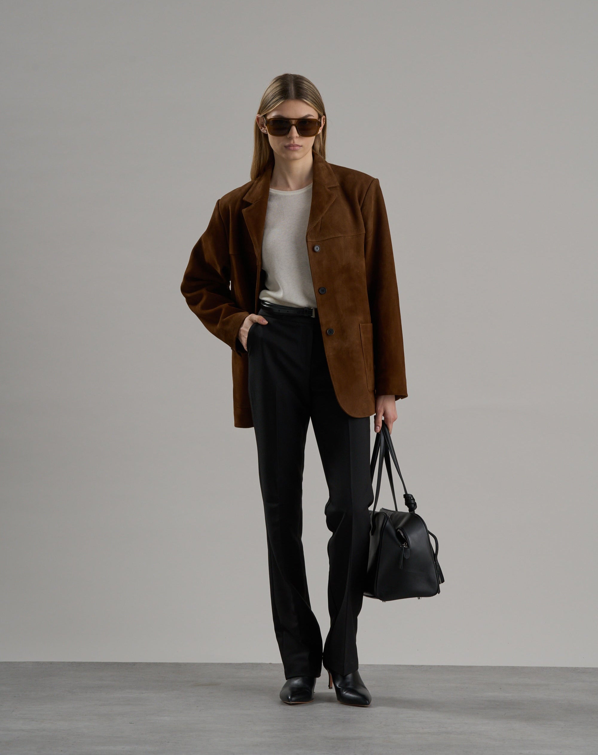 Lazero Suede Leather Jacket Coffee