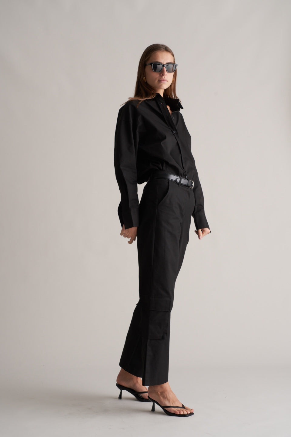 Portia Cotton Cargo Trousers Black