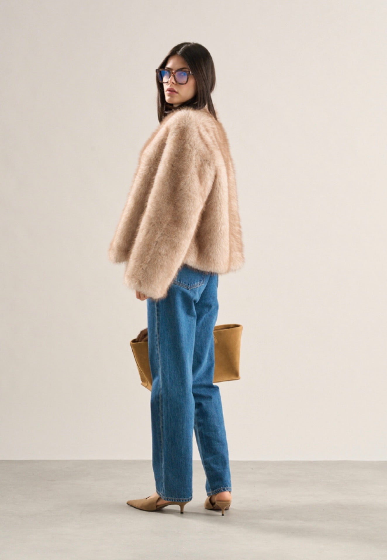 Lana Faux Fur Jacket Crema