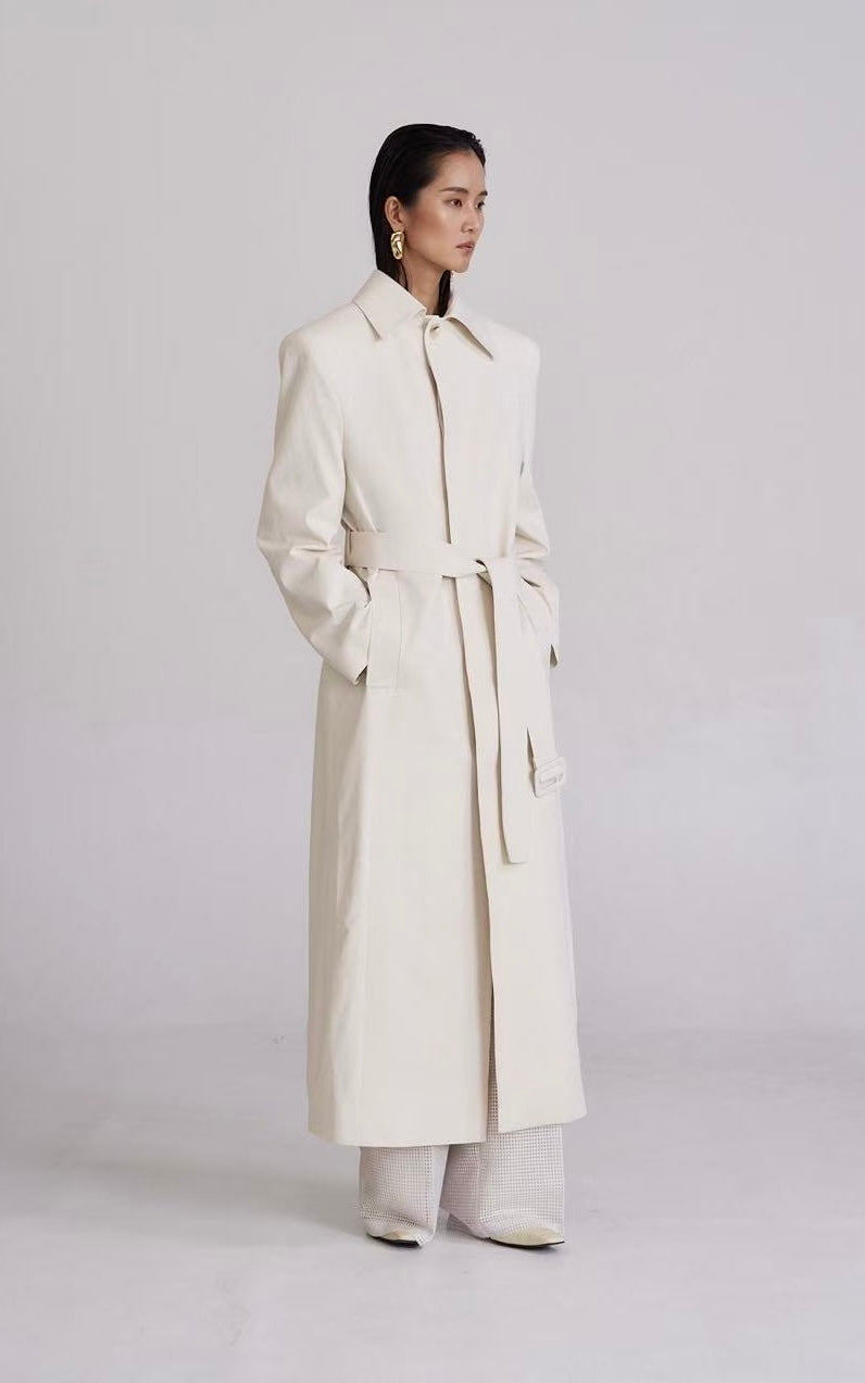 Belsi Single Trench Coat Ivory
