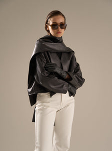 Tol Leather Jacket with Scarf