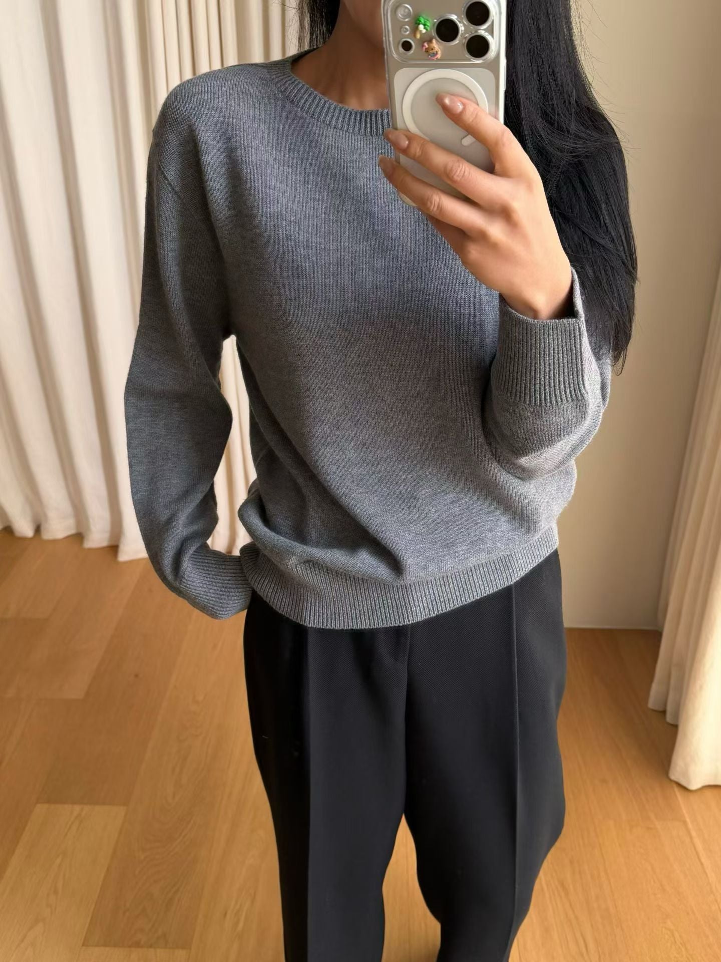 Ken Crew Neck Wool Knit Grey