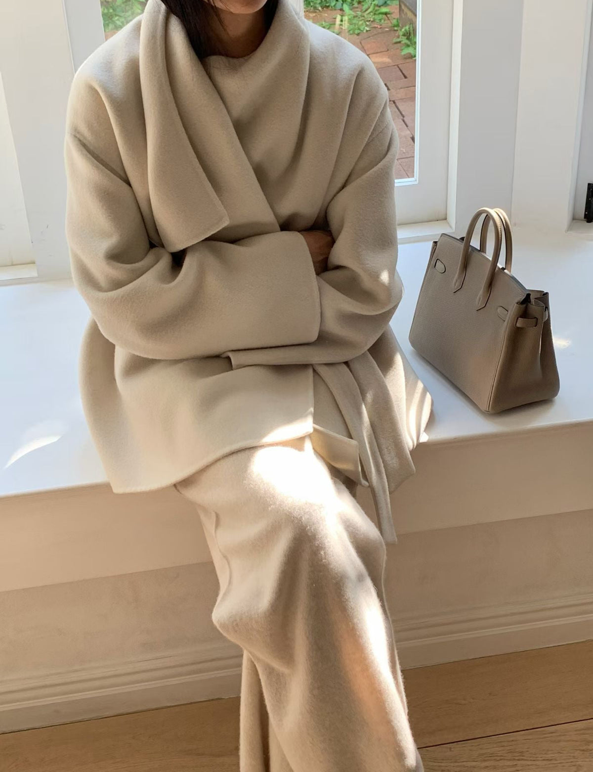 Leesa Cashmere Blend Wrap Jacket Chantilly