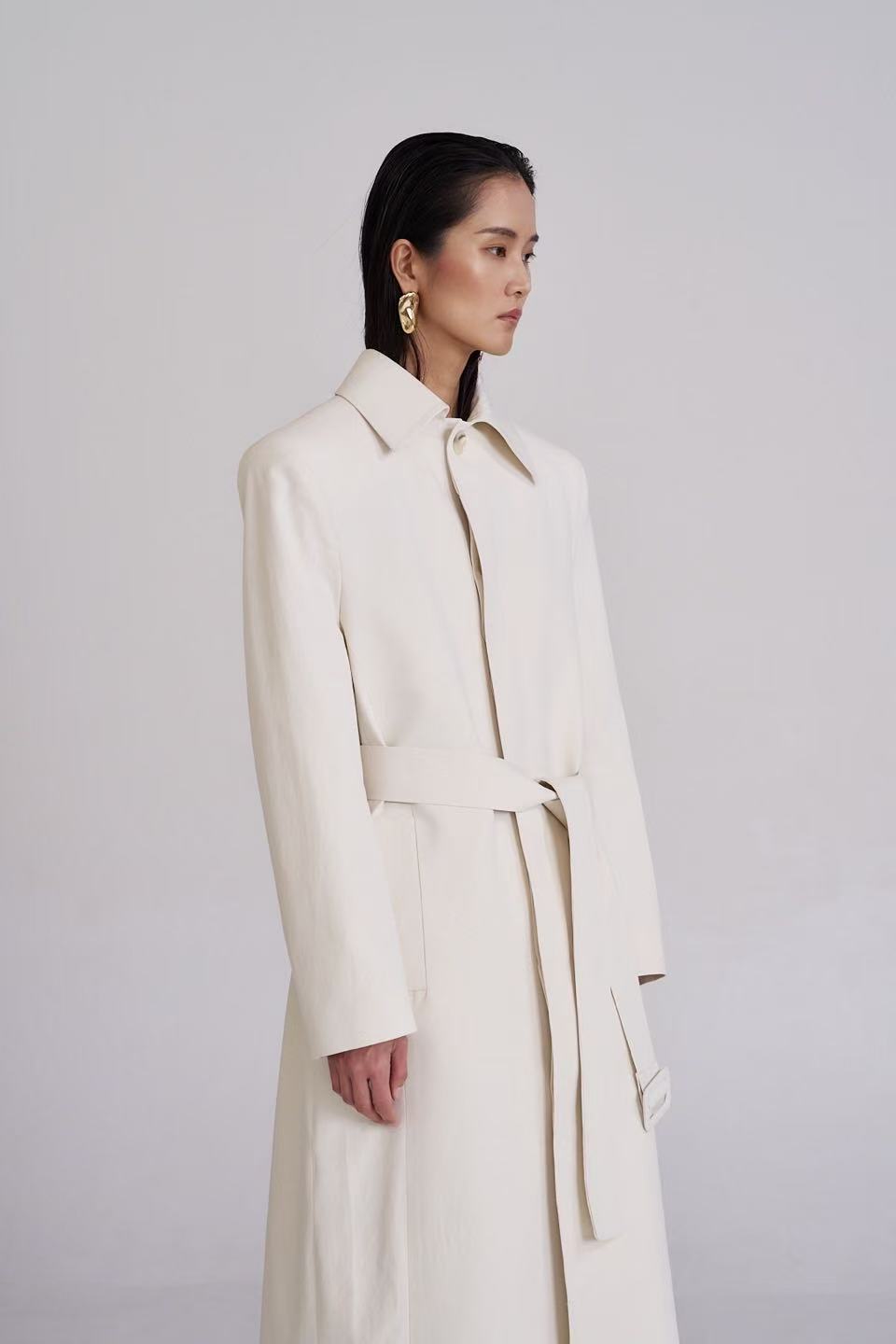 Belsi Single Trench Coat Ivory