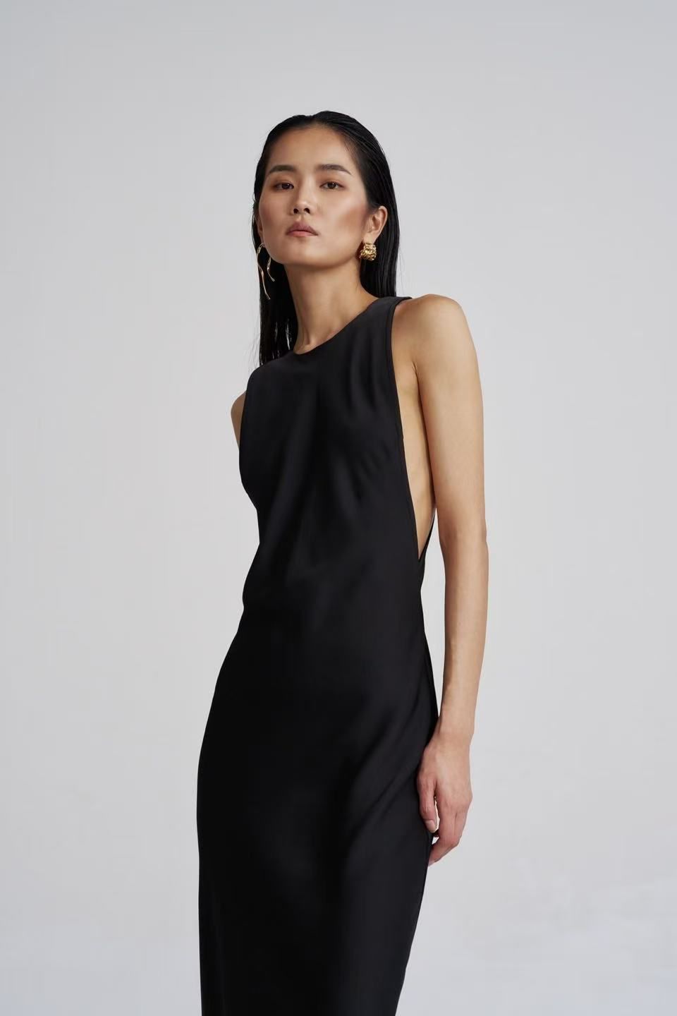 Kao Silky Sleeveless Maxi Dress Onyx