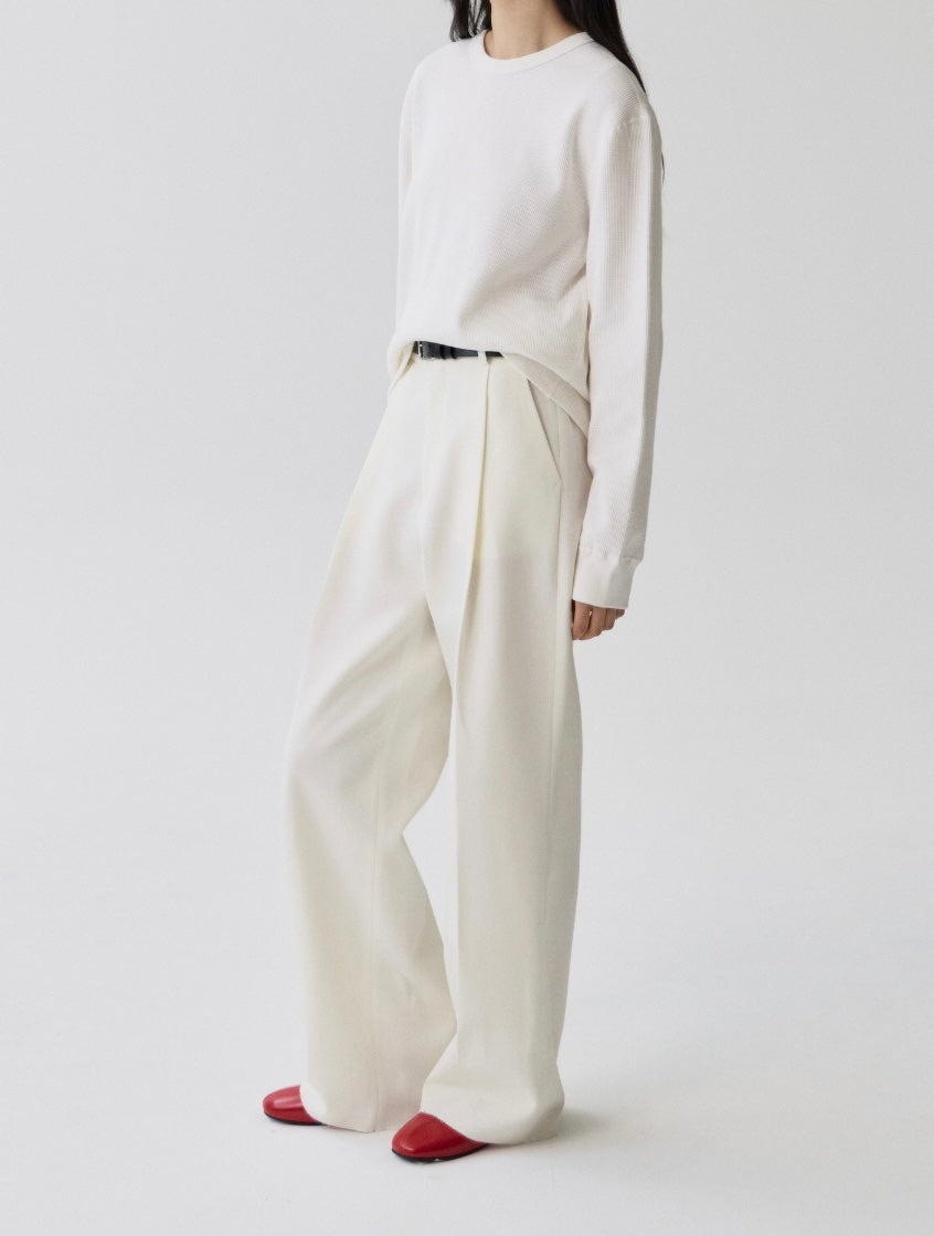 Tova Single Pintuck Trousers Ivory