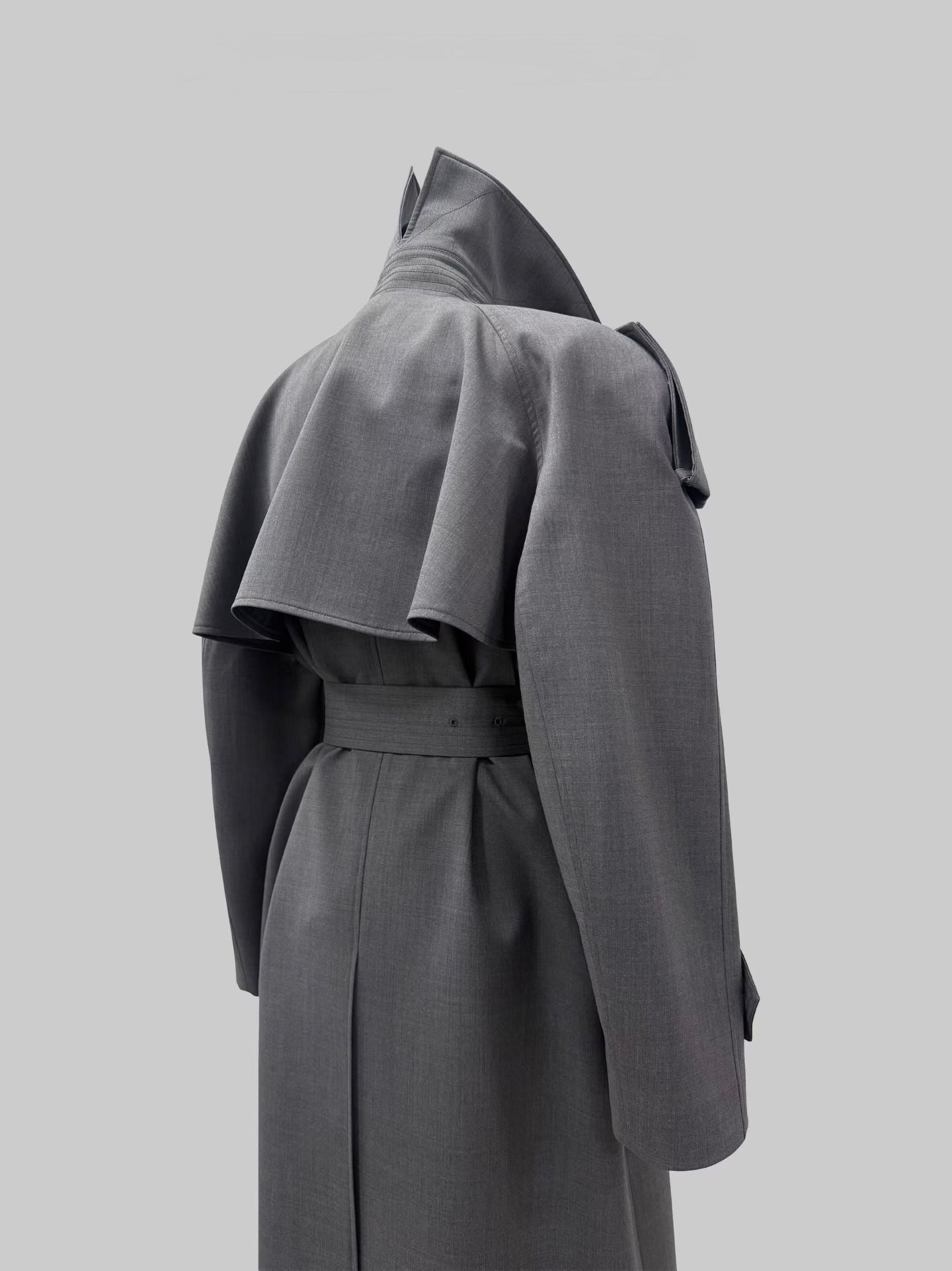 Moka Double Wool Trench Coat Charcoal