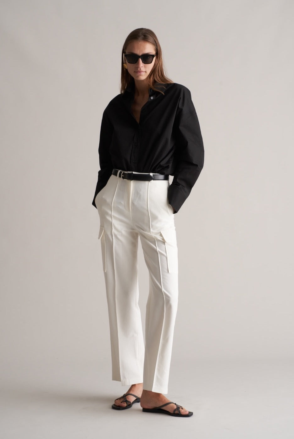 Fina Cargo Trousers Optic White