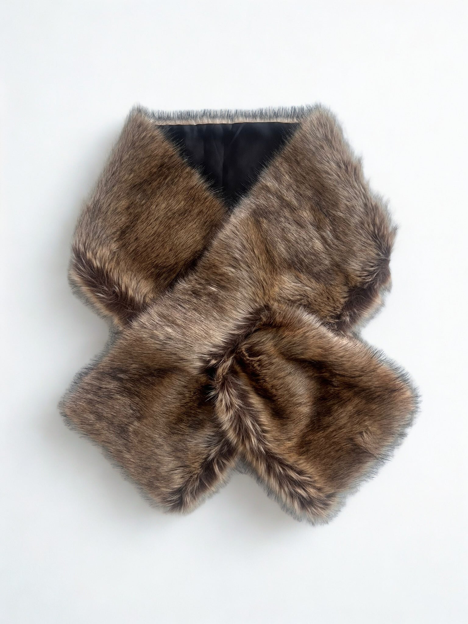 Faux Fur Scarf Natural Brown