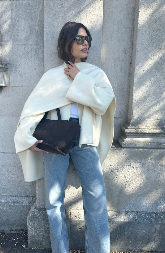 Tala Wool Jacket with Scarf Ivory