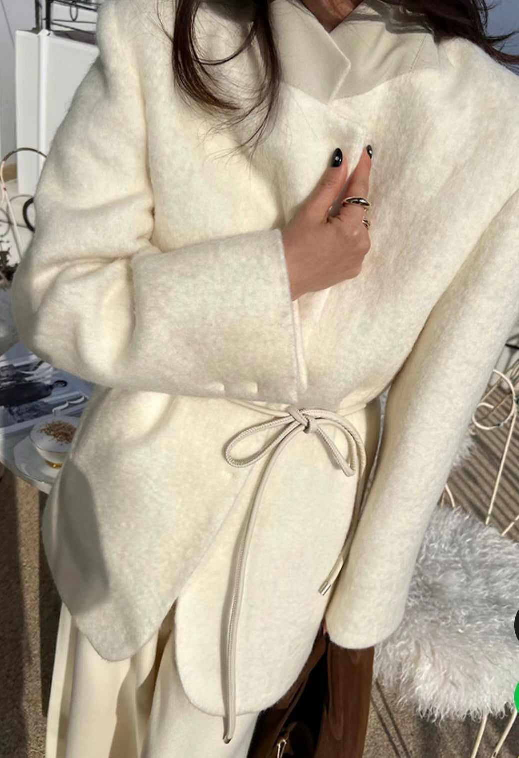 Marlo Belted Brushed Wool Blazer Chantilly