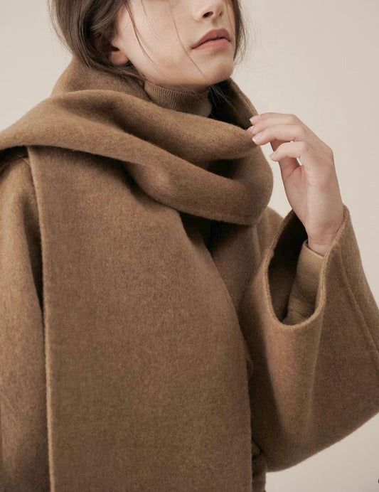 Maia Wool Coat With Scarf Camel