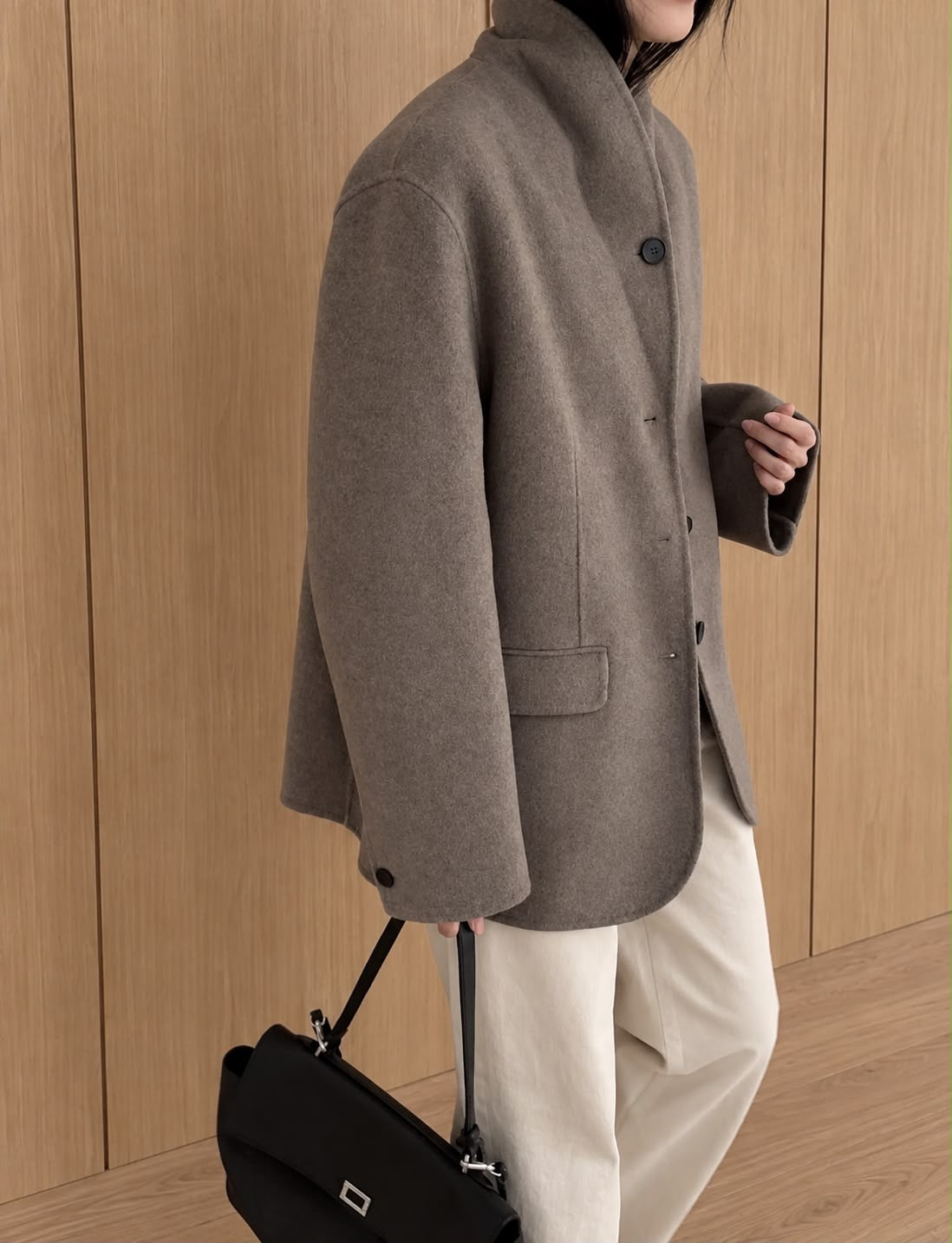 Marni Funnel Neck Jacket Taupe Melange
