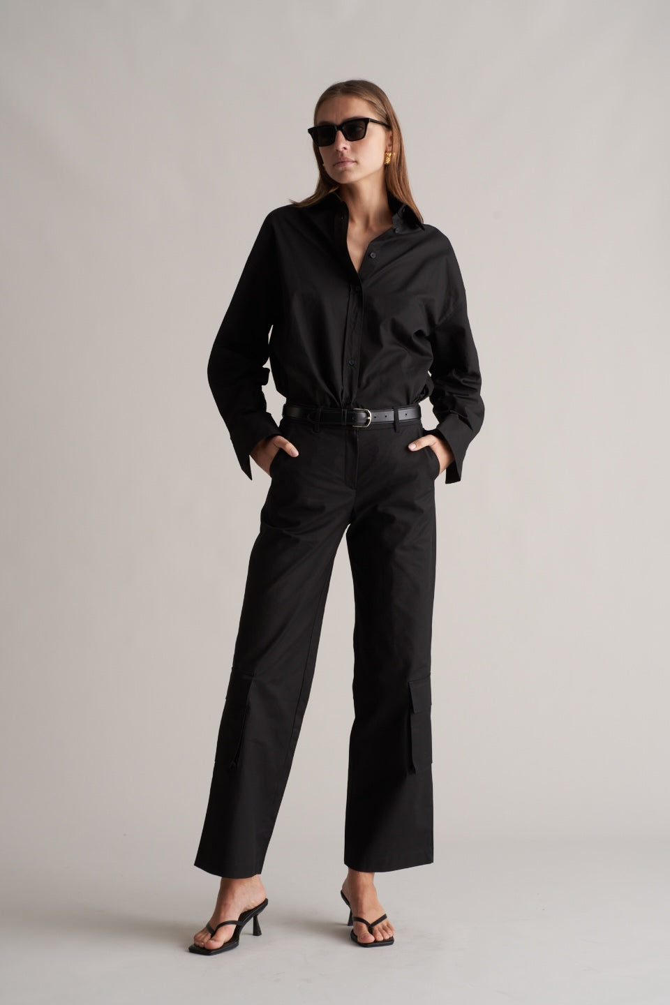 Portia Cotton Cargo Trousers Black