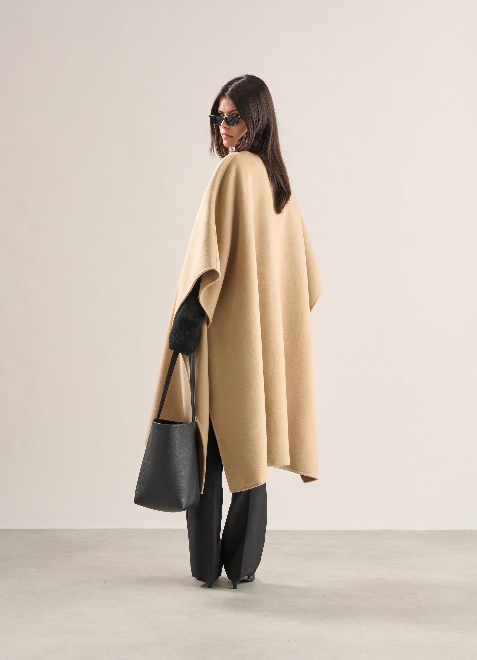 Nova Doublé Cashmere Blend Cape Camel (Long)