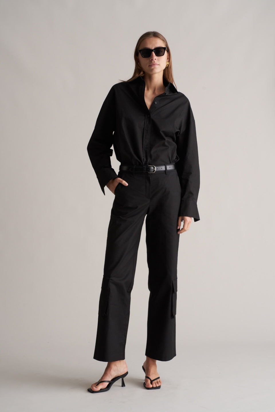 Portia Cotton Cargo Trousers Black