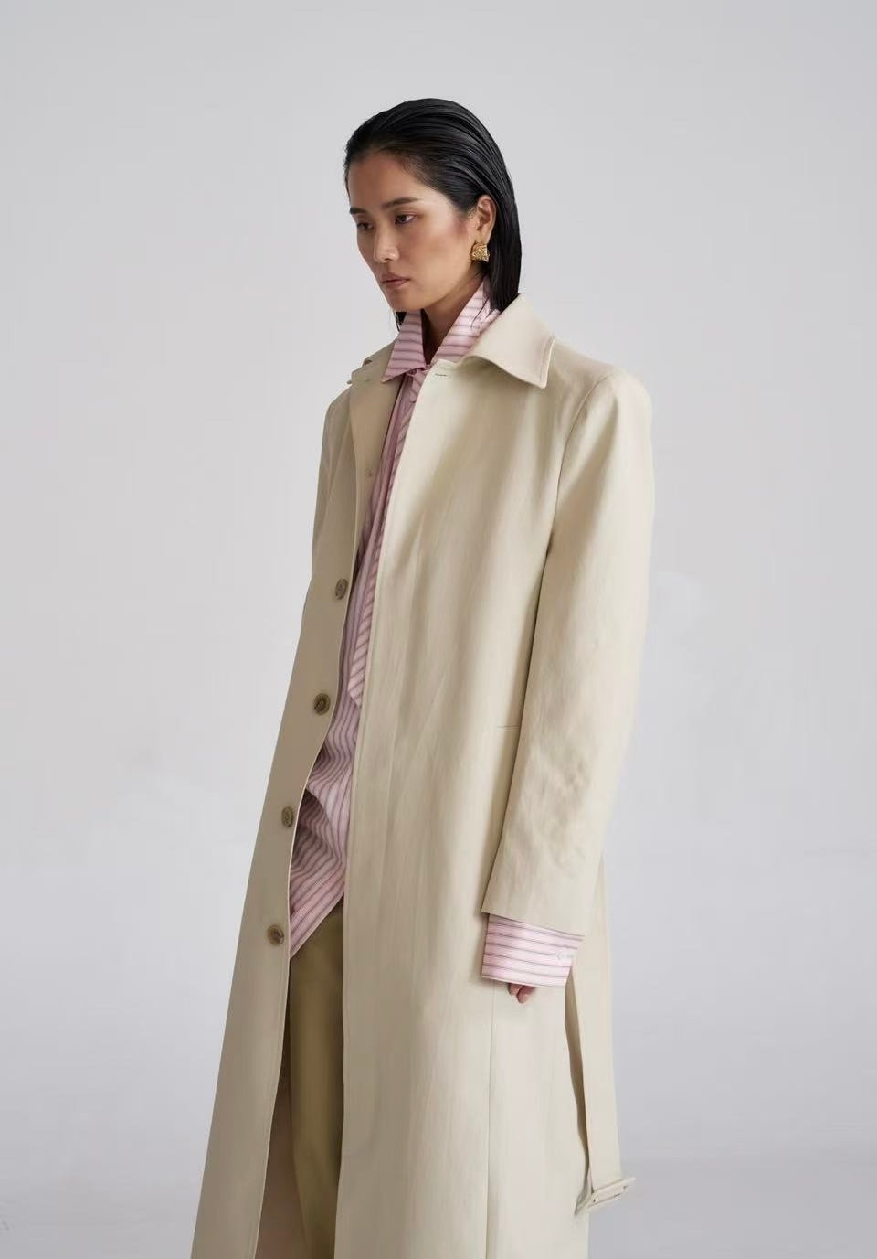 Belsi Single Trench Coat Parchment