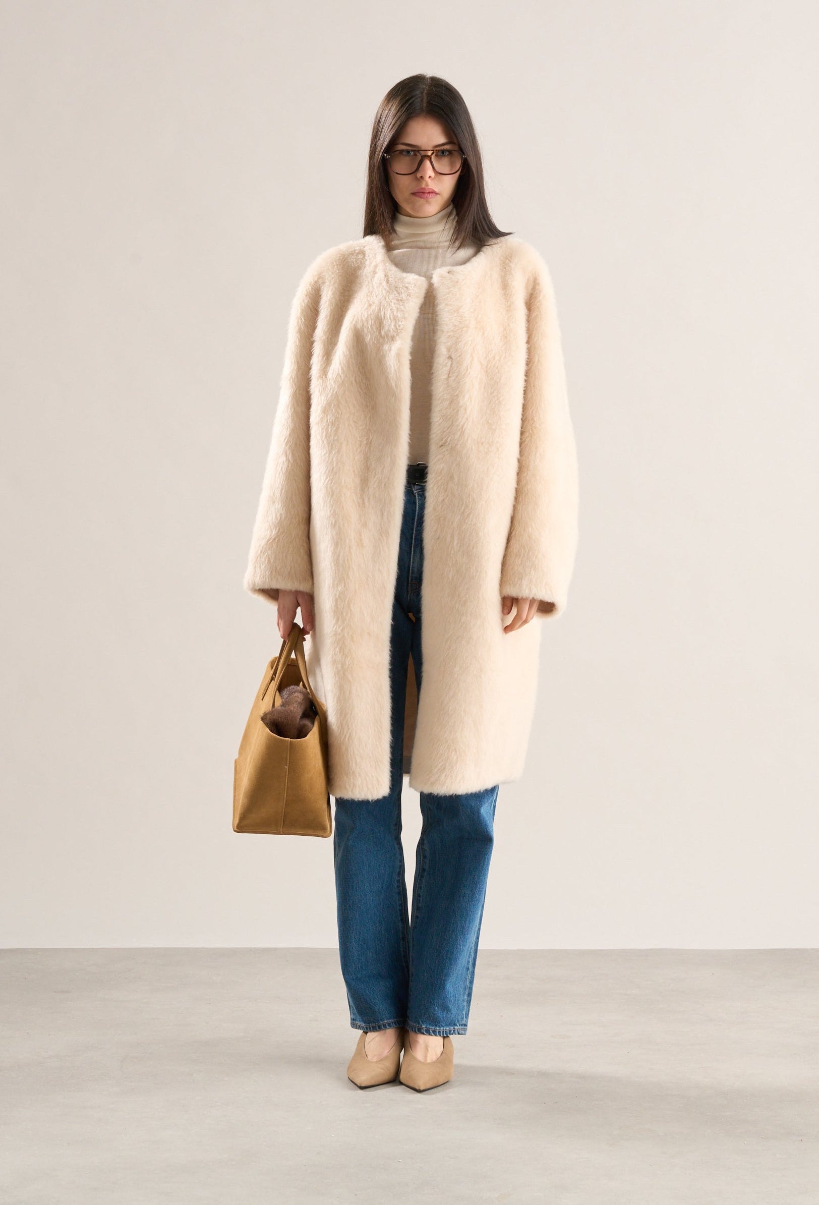 Nora Brushed Wool Coat Snow